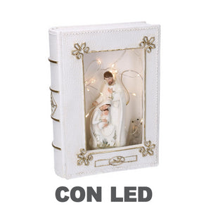 Libro resina natività led bianco cm16x5,5h22,2