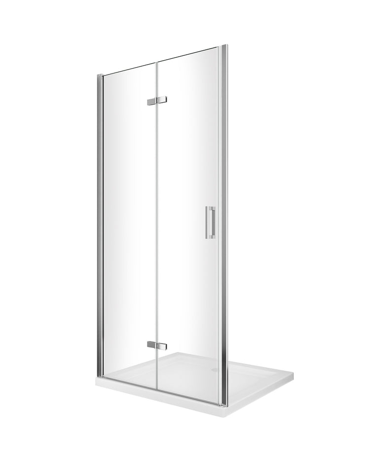 Porta box doccia con apertura a libro pieghevole a soffietto per installazione in nicchia H 190 cromo trasparente anticalcare misura 83-86,5