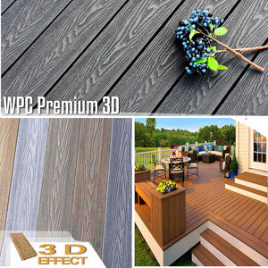 Listone WPC 3D 25m² per pavimentazione decking colore Teak Plus effetto legno listone 146x2200mm spessore 25mm