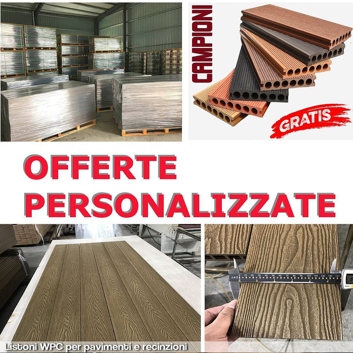 Listone WPC 3D 25m² per pavimentazione decking colore Teak Plus effetto legno listone 146x2200mm spessore 25mm