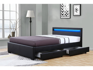 Letto con LED "Nico" - 140x190 cm colore Nero