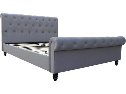 Letto in velluto "Gedefroy" - 140 x 190 cm - grigio