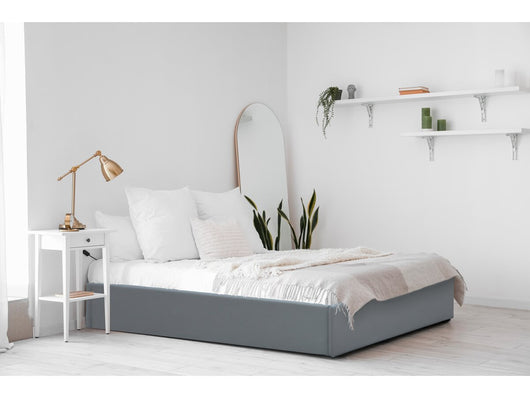 Letto singolo con contenitore in PVC "Ava" - 90 x 190 cm - Grigio