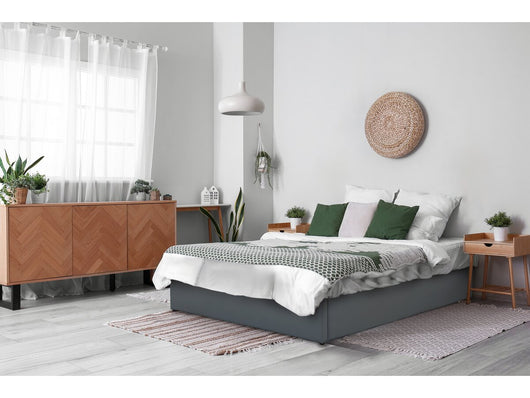 Letto matrimoniale in PVC "Ava" con contenitore - 160 x 200 cm - Grigio