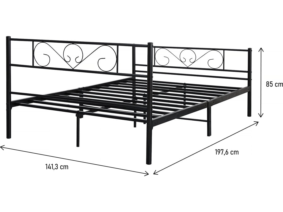 Letto in metallo "Elodie" - 140 x 190 cm - Nero