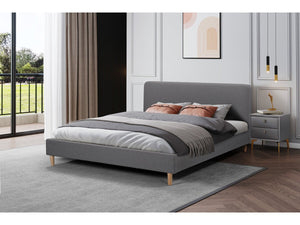 Letto matrimoniale in tessuto "Louise" - 140 x 190 cm - Grigio