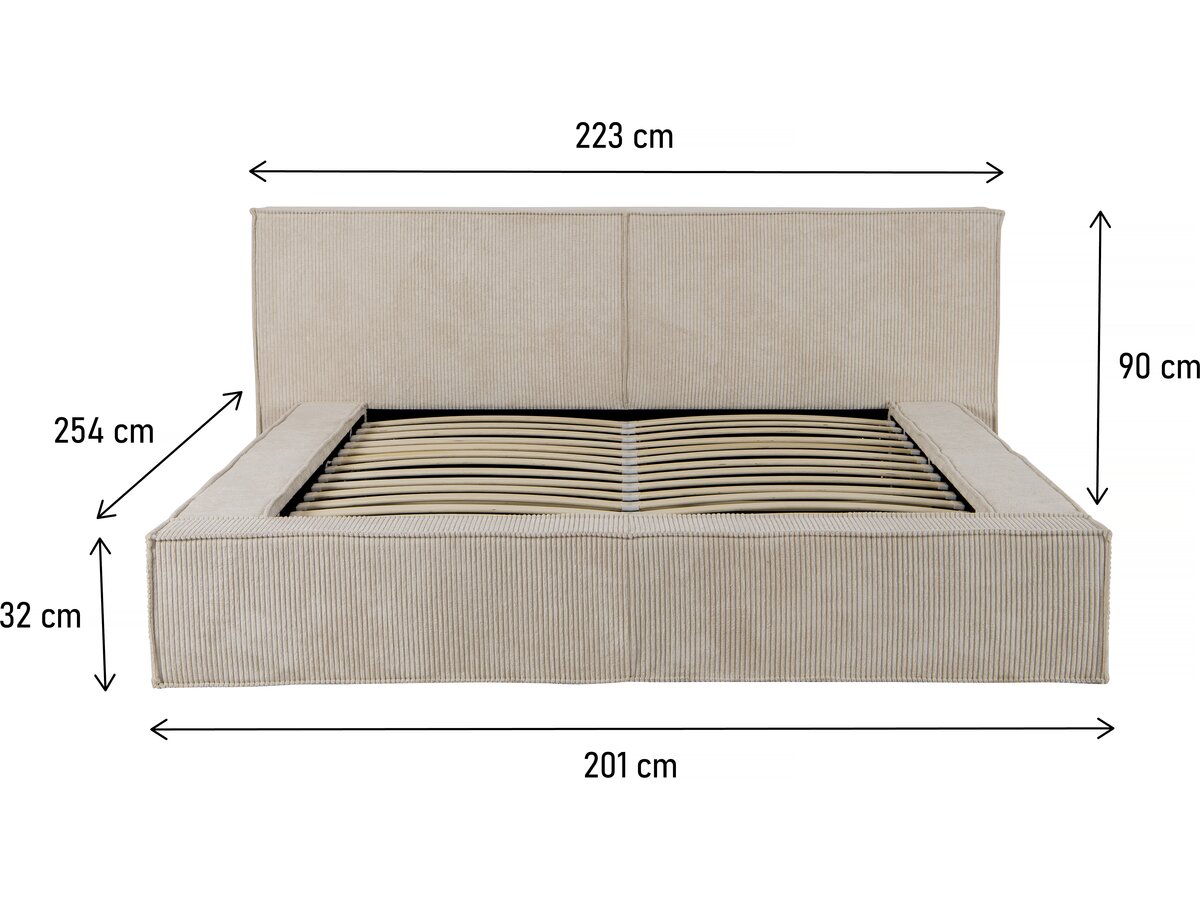 Letto con contenitore in velluto a coste "Courchevel" - 160 x 200 cm - Beige