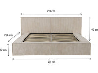 Letto con contenitore in velluto a coste "Courchevel" - 160 x 200 cm - Beige