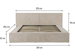 Letto con contenitore in velluto a coste "Courchevel" - 160 x 200 cm - Beige