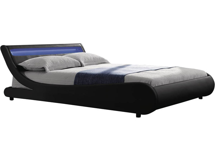 Letto con luce LED Natacha 140x190 cm colore Nero