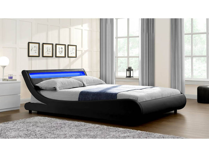 Letto con luce LED Natacha 140x190 cm colore Nero