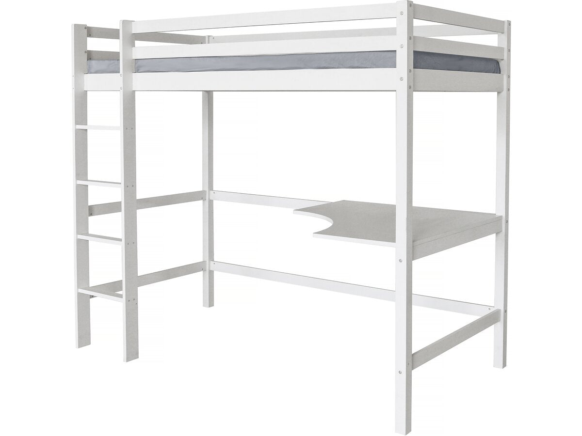 Letto per bambini a soppalco con scrivania "Angéla" 90 x 190 cm - Bianco