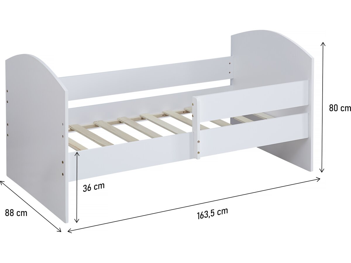 Letto per bambini "Victoria" con barriera - Legno - Bianco - 80 x 160 cm