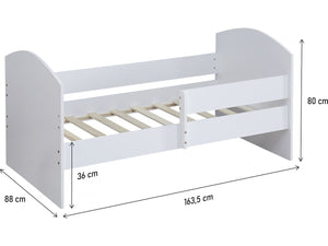 Letto per bambini "Victoria" con barriera - Legno - Bianco - 80 x 160 cm