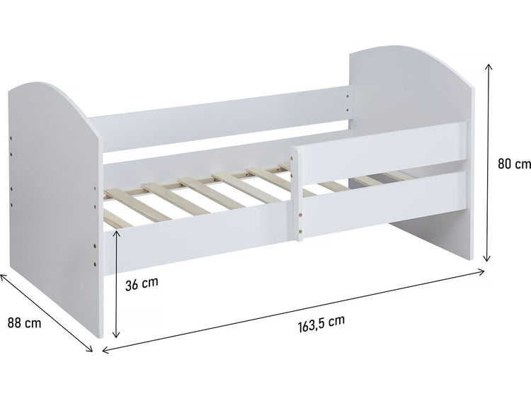 Letto per bambini "Victoria" con barriera - Legno - Bianco - 80 x 160 cm