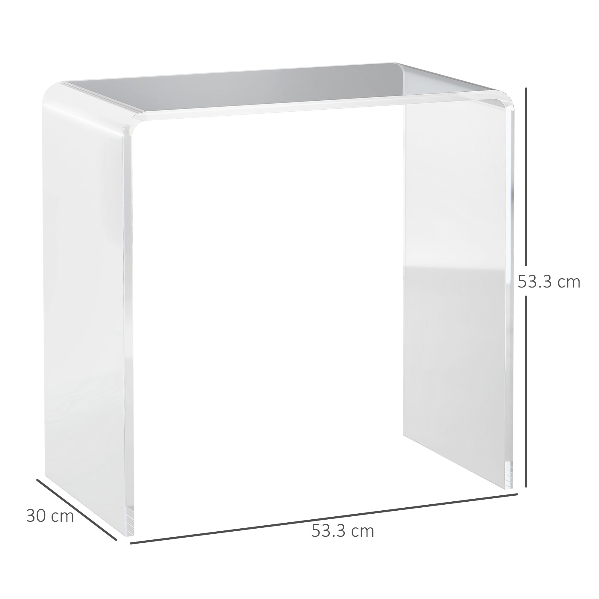 Tavolino da Salotto a Forma di U 53,5x30,5x53,5 cm in Acrilico Trasparente