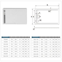 Piatto Doccia Rettangolare 70x100x3cm in Pietra Vulcanica e Resina Mista Finitura Pietra Bianca Ruvida Ultraslim 3 cm Antiscivolo Antibatterico