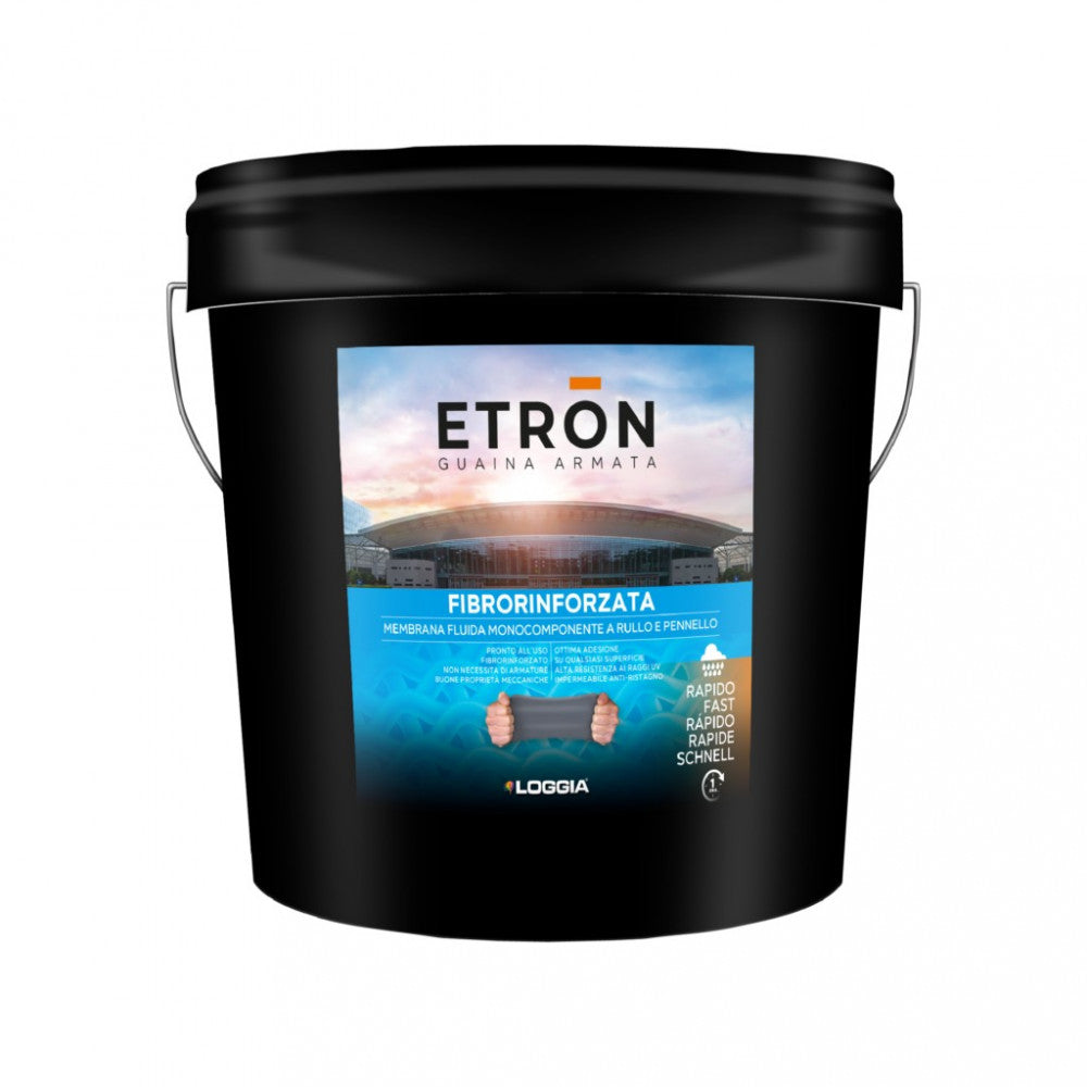 Loggia etron 1kg guaina liquida elastomerica impermeabilizzante fibrorinforzata, colori grigia