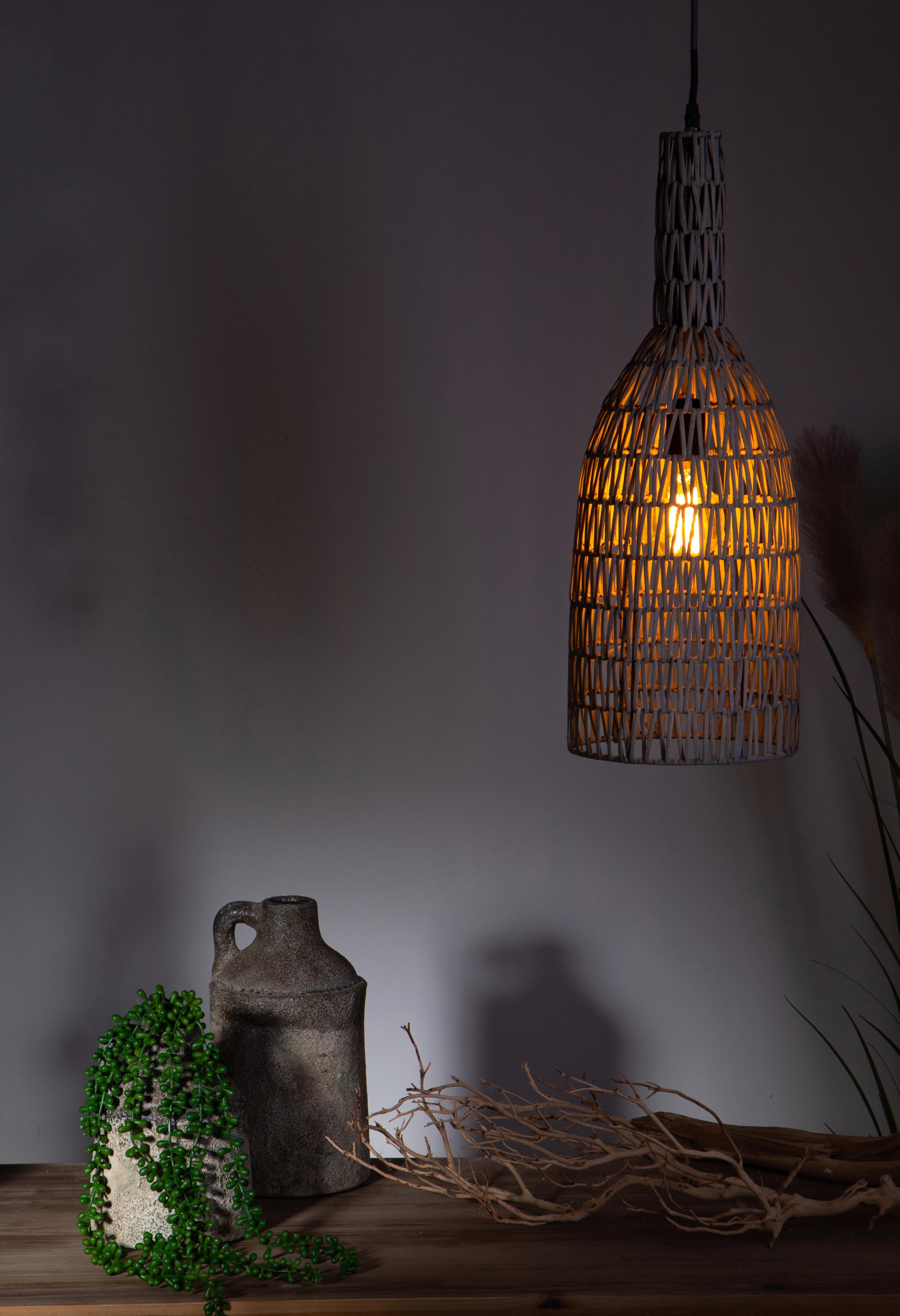 Lampadario in Rattan H 63 cm