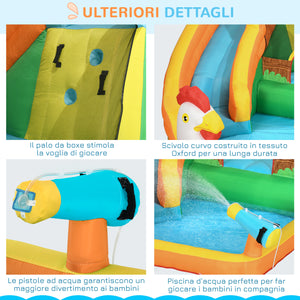 Castello Giostra Gonfiabile 350x275x220 cm con Scivolo Piscina e Pompa Multicolor