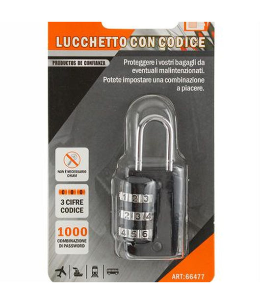 Lucchetto A Combinazione 3 Cifre Valigie Armadietti Di Sicurezza 53x23x13mm         