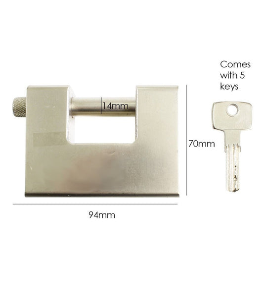 Lucchetto In Acciaio Temprato Corazzato Antiscasso Catenaccio Per Cancello 94mm         