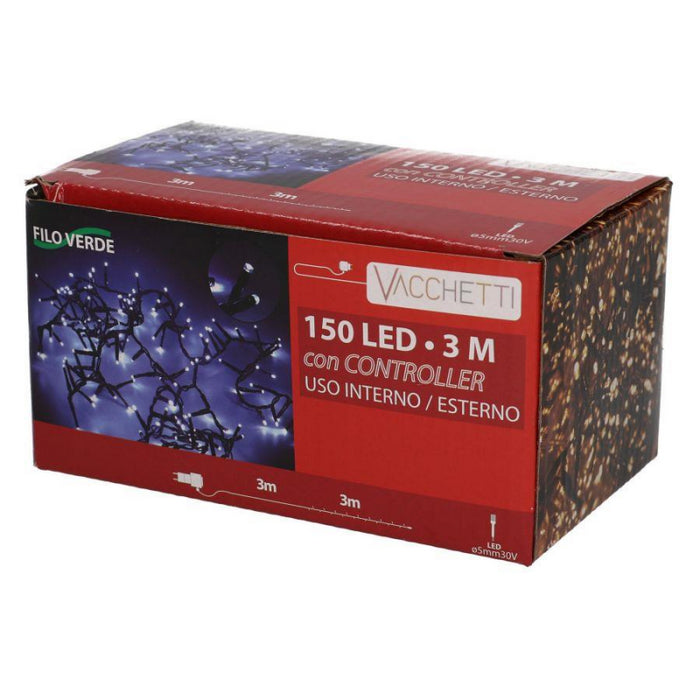 Luce filo 150 led bianco caldo controller cm 300 al. fissa uso esterno