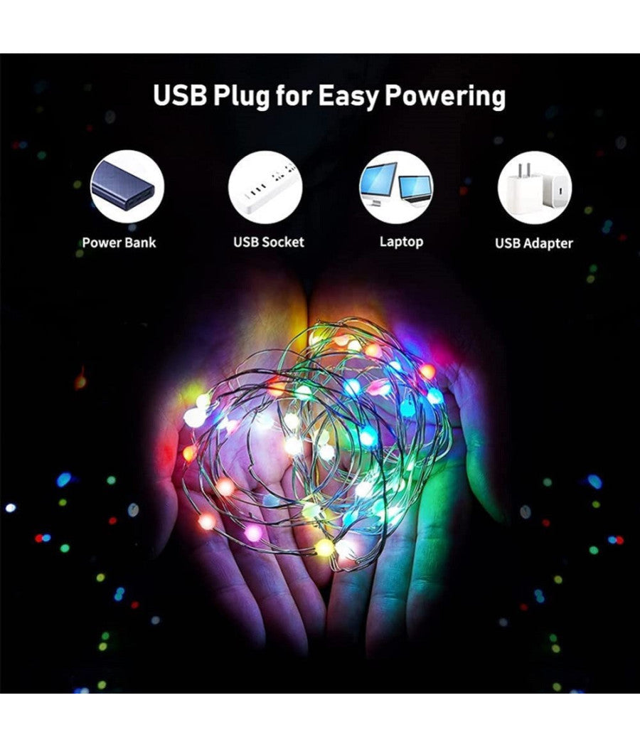 Luci Led Albero Di Natale Usb Bluetooth App Interno Con Telecomando 20mt 200 Led         