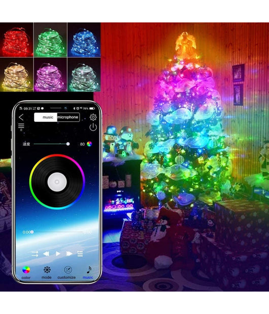 Luci Natalizie A Strisce Led App 10mt Usb Bluetooth Decorative Per Albero Natale         