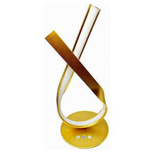 Trade Shop - Lume Intrecciato Led Oro 12 W Lampada Da Tavolo Design Moderno Doppia Luce 32712         