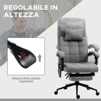 Sedia da Ufficio Presidenziale  66x76x112-120 cm con Poggiapiedi in Poliestere Grigio