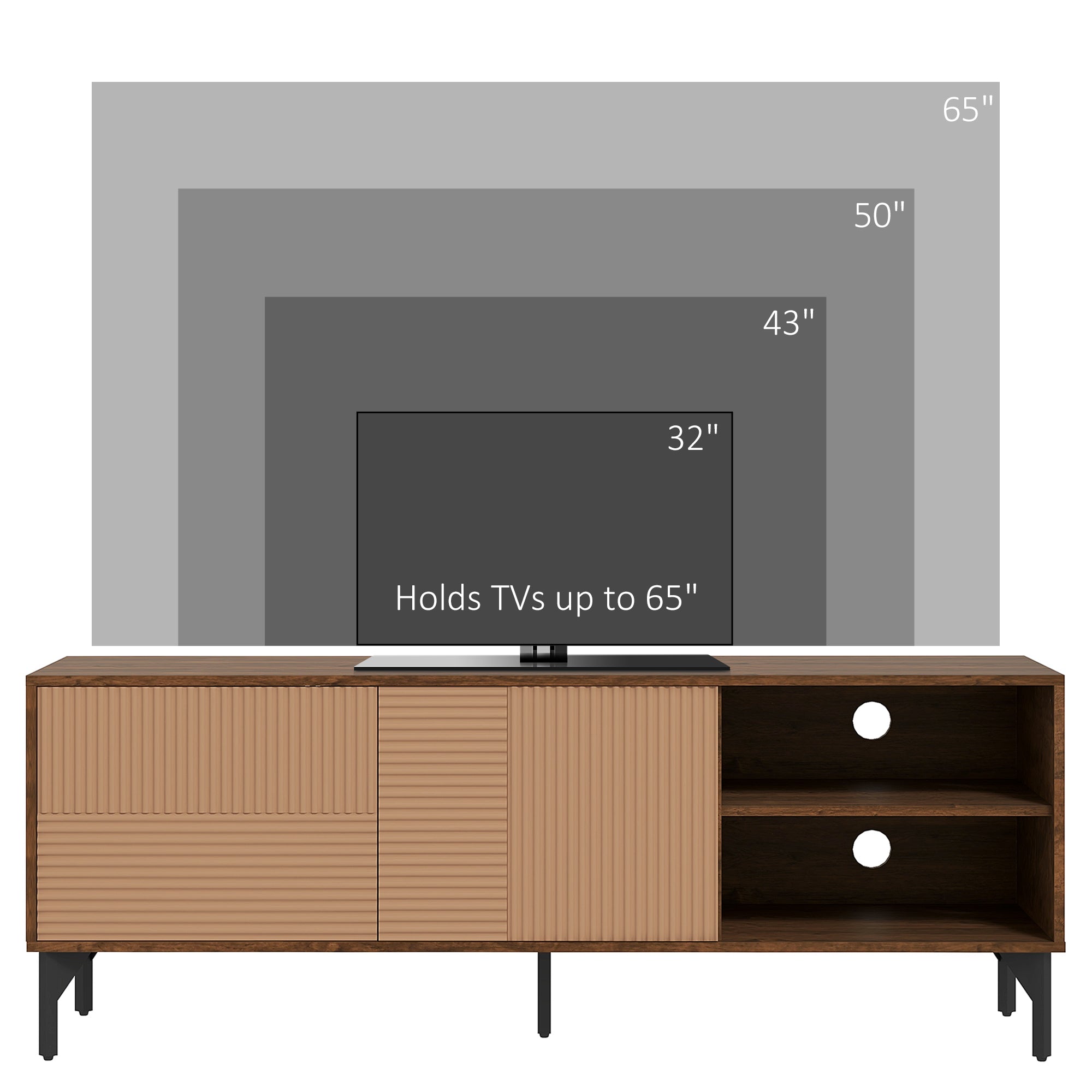 Mobile TV Fino a 65" 2 Ante 2 Ripiani Aperti 150x40x56 cm in Legno Truciolare Marrone