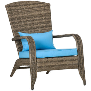 Sedia da Giardino 65x86x90 cm in Rattan e Acciaio Marrone e Blu