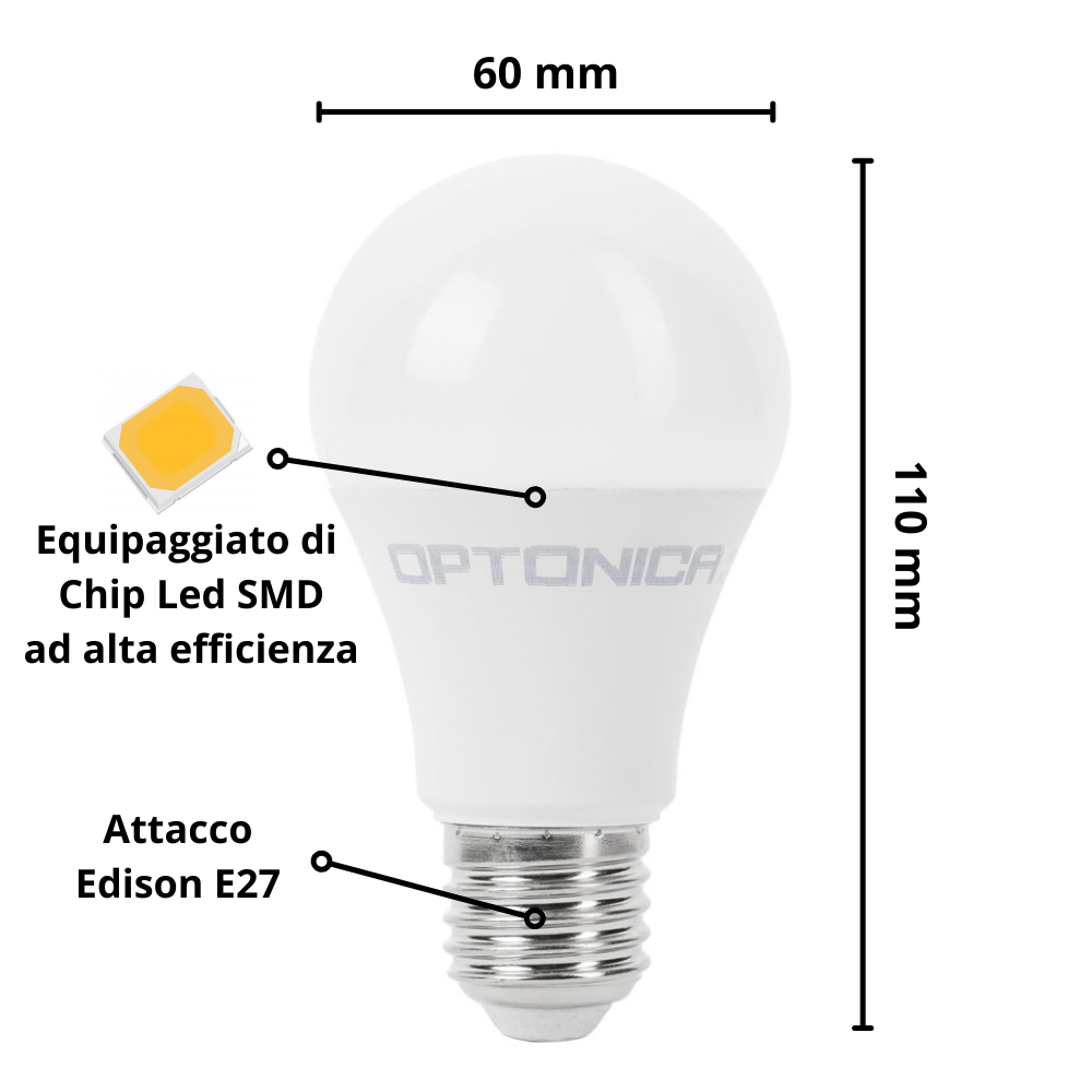 Lampadina led dimmerabile attacco e27 potenza 12 watt temperatura colore lampada 6000k bianco freddo