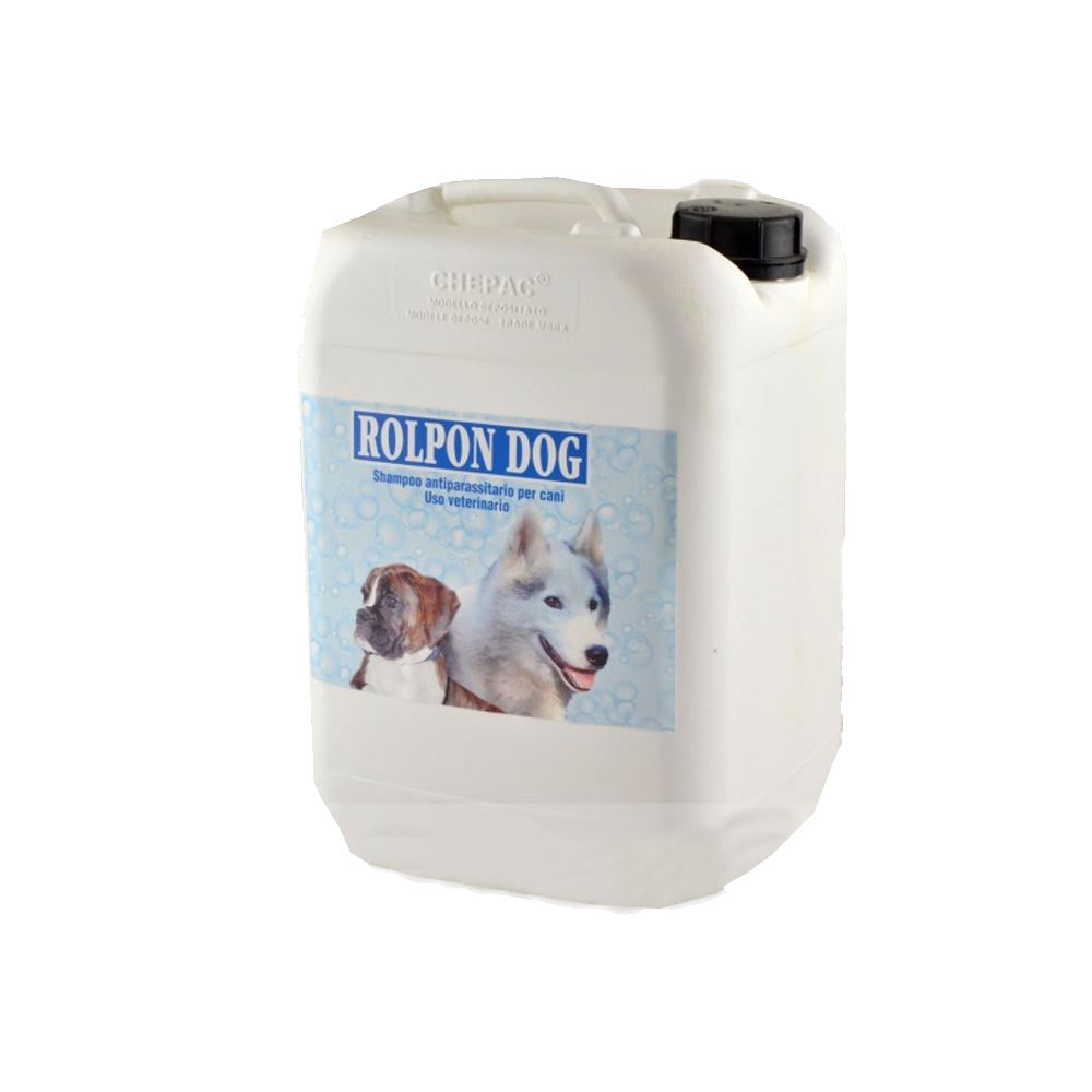 Shampoo antiparassitario per cani tanica da 10 litri rolpon dog