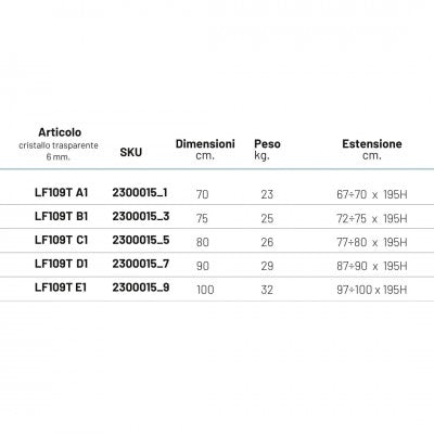 Lato fisso per porta battente briar 6 millimetri chrome per box doccia *** misure 72-75xh195 cm stampato, confezione 1