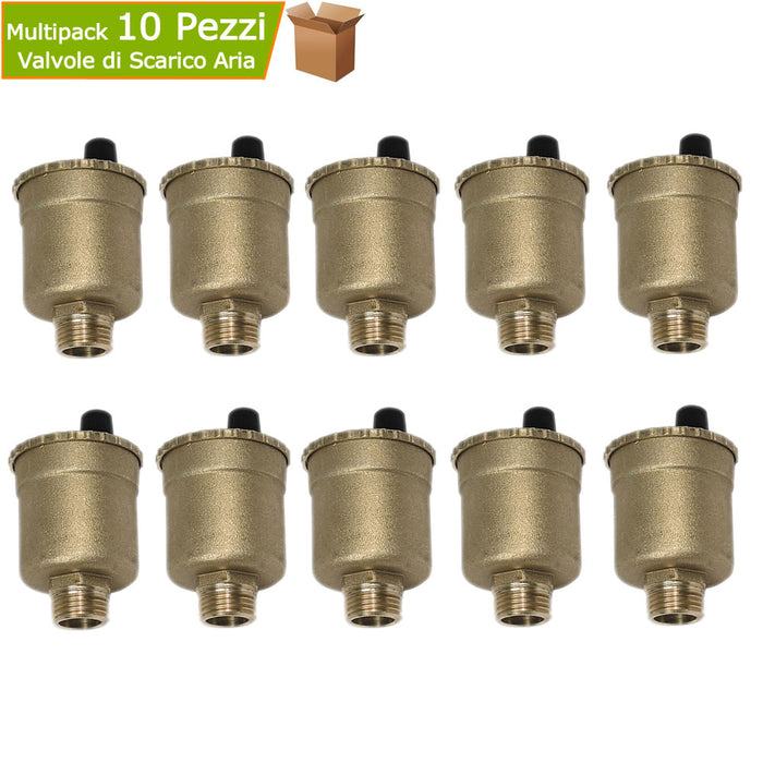 Multipack 10 pezzi valvola di scarico aria automatica misura 3/8 in ottone