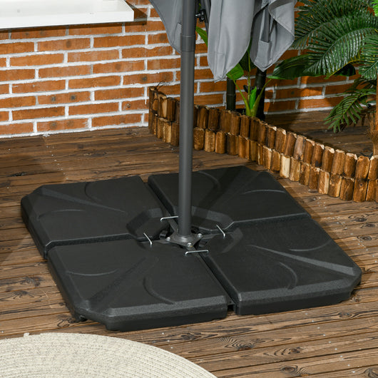 Base per Ombrellone da Giardino 103x103x8,3 cm 72 Kg Riempibile con Acqua o Sabbia in HDPE Nero