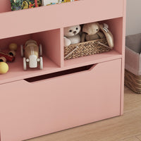 Libreria per Bambini con Ripiani Mensole e Cassetto 60x29,9x90 cm in MDF Rosa