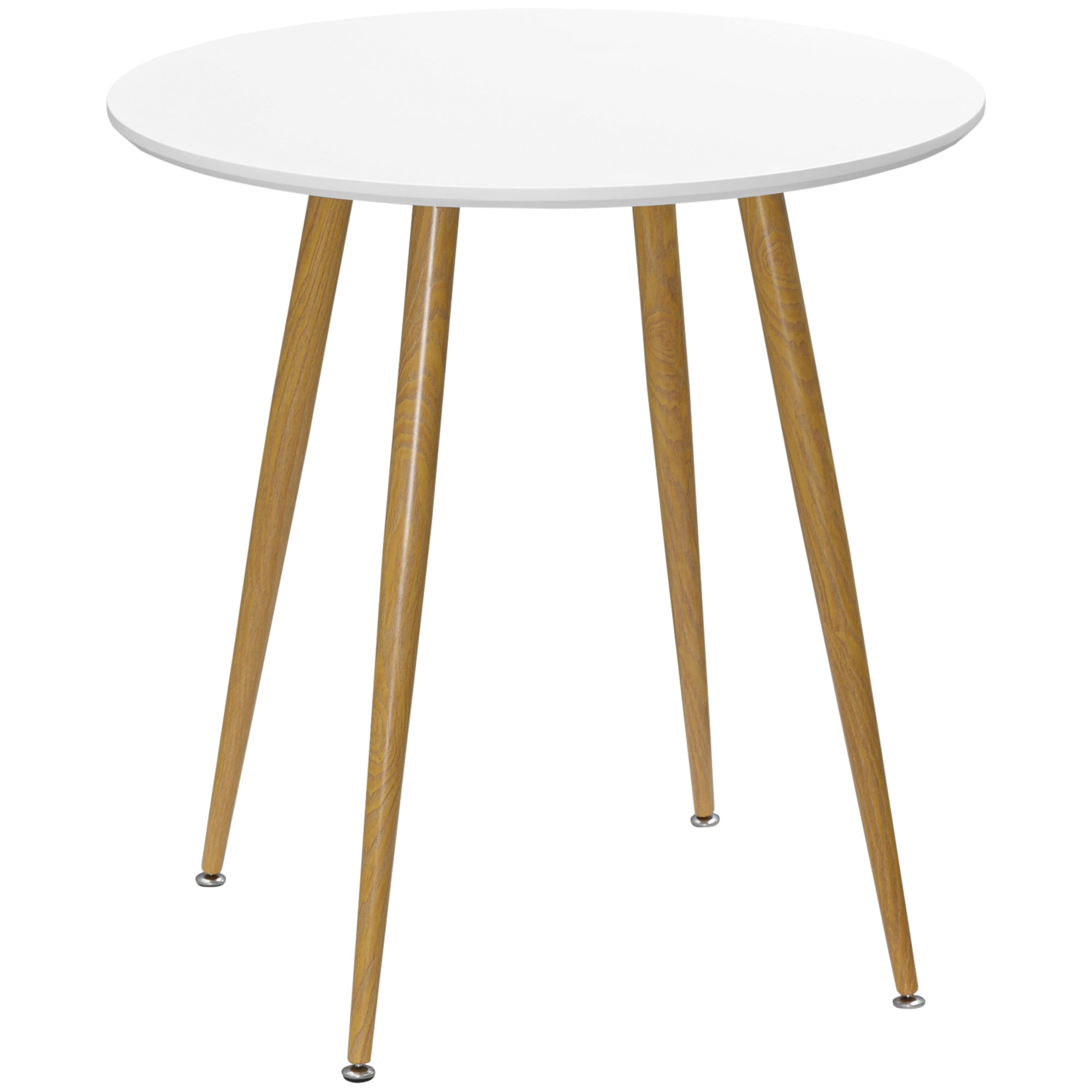 Tavolo da Pranzo Rotondo per 2 Persone Ø72x75 cm in MDF e Metallo Bianco e color Legno