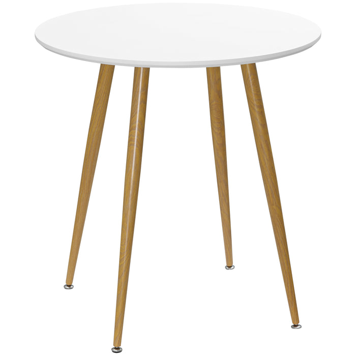 Tavolo da Pranzo Rotondo per 2 Persone Ø72x75 cm in MDF e Metallo Bianco e color Legno