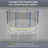 Rete di Protezione per Trampolini a 6 Pali con Ingresso con Cerniera Ø366x180 cm in PE Nero e Blu