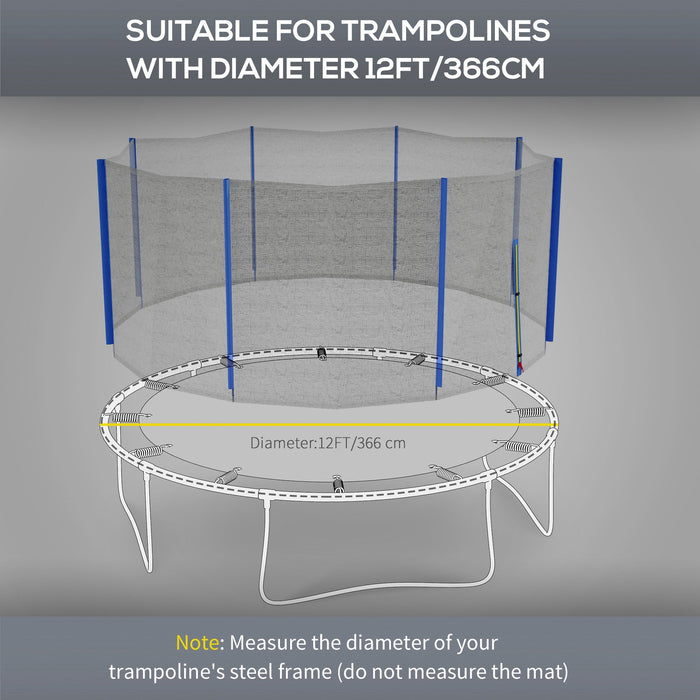 Rete di Protezione per Trampolini a 6 Pali con Ingresso con Cerniera Ø366x180 cm in PE Nero e Blu