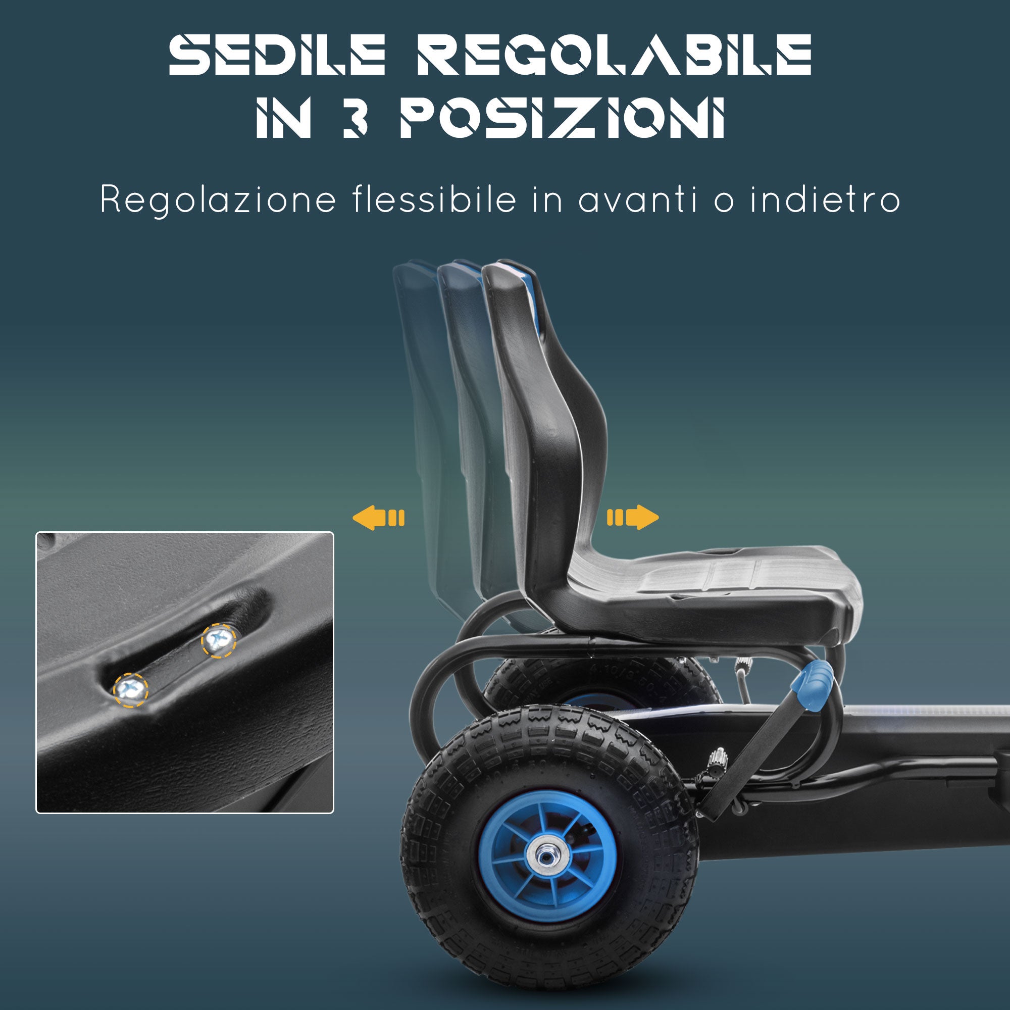 Go-Kart a Pedali per Bambini con Sedile Regolabile Blu