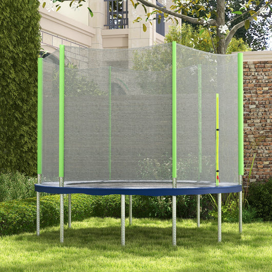 Rete di Protezione per Trampolini a 6 Pali con Ingresso con Cerniera Ø244x180 cm in PE Nero e Verde