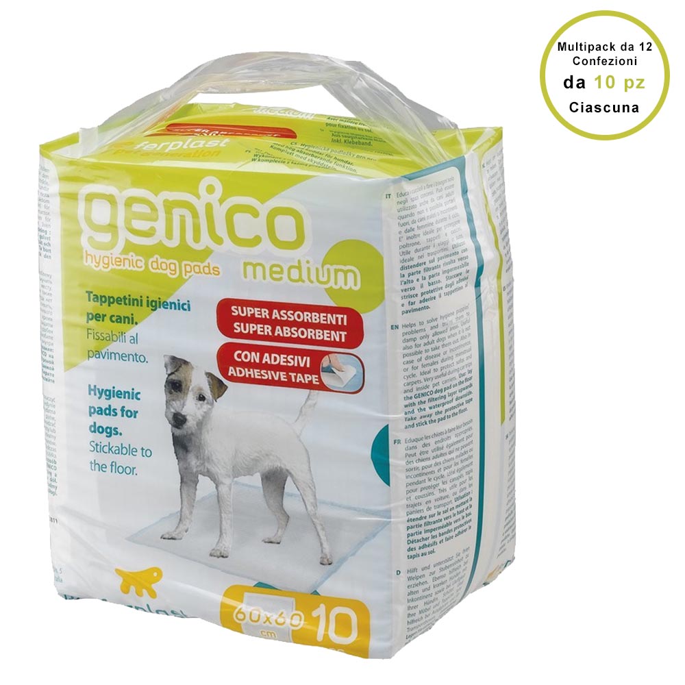 Multipack da 12 confezioni di ferplast tappetini igienici per cani di taglia media 60 x 60 cm x 10 pz