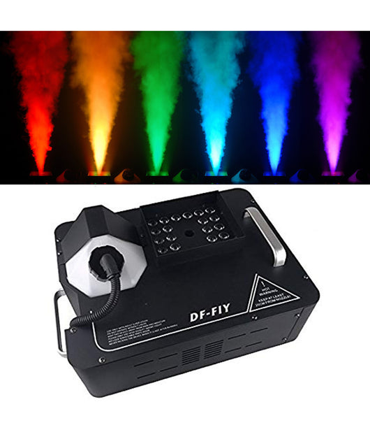 Macchina Del Fumo Getto Verticale 1500w Con 24 Luci Led Rgb Effetto Geyser Dmx         