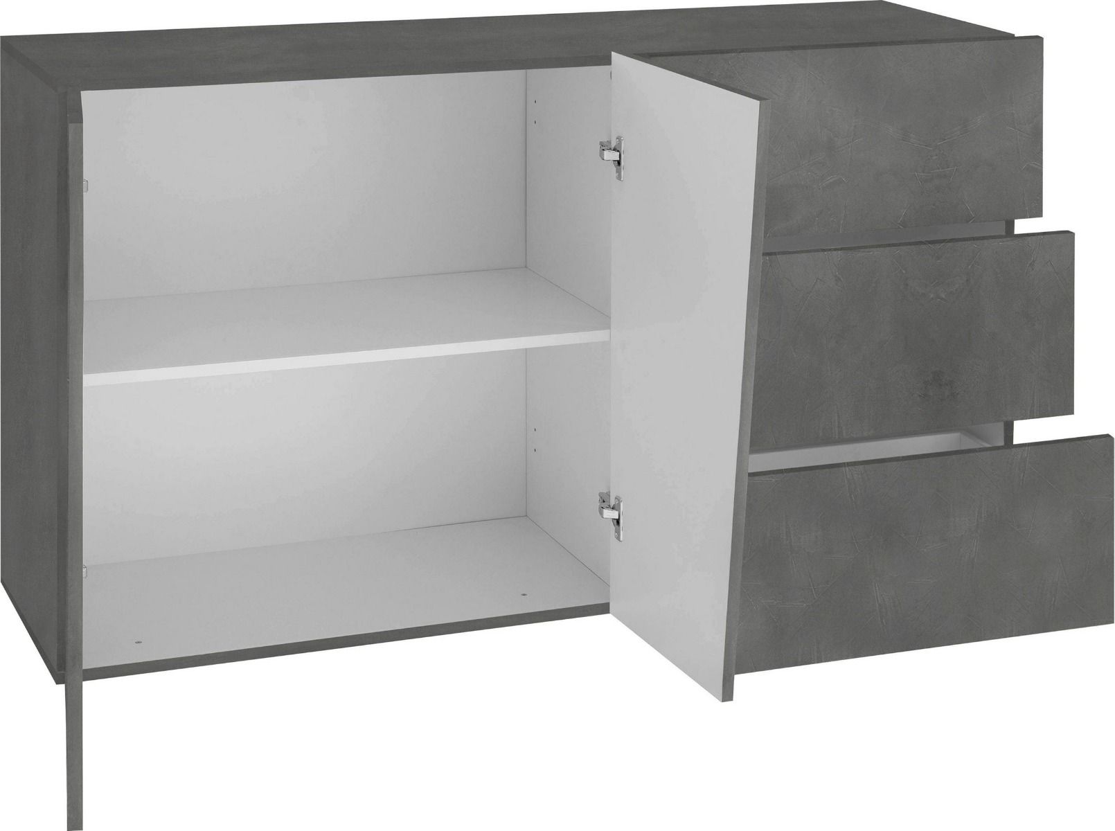 Credenza Moderna, 2 ante, 3 cassetti, finitura Ardesia, ZTC69895336