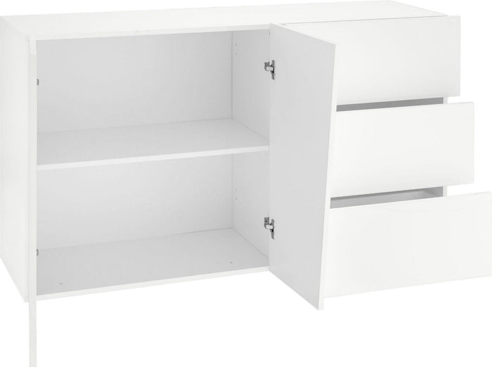 Credenza Moderna, 2 ante, 3 cassetti, finitura Bianco Laccato Lucido, ZTC95590610