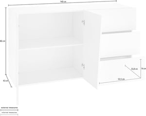 Credenza Moderna, 2 ante, 3 cassetti, finitura Ardesia, ZTC69895336